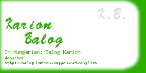 karion balog business card